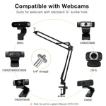 InnoGear Webcam Stand, Suspension Boom Scissor Arm Stand for Logitech Webcam BRIO C920 C920S C922 C922x C925e C930 C930e, 1/4"-3/8" and 3/8"-5/8" Screw for Blue Yeti Snowball Yeti Nano and Other Mics